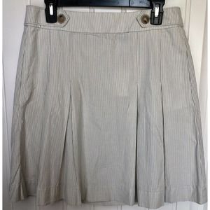J Crew Grey/White Striped Pleated Wendy Skirt Women's Size 6 NWT New Cotton
